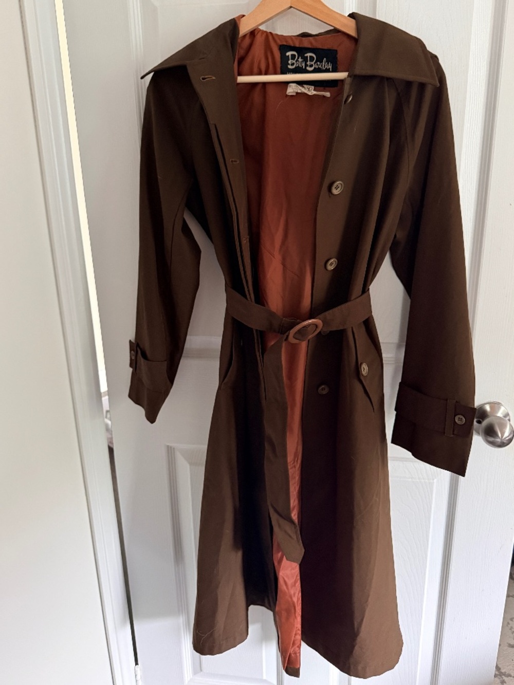 Vintage Betty Barclay Brown Water-Repellent Trench Coat M